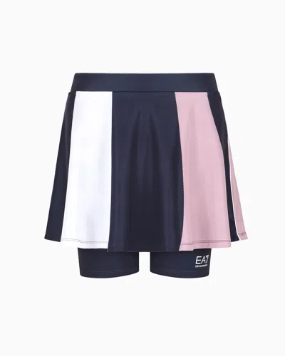 Ea7 Official Store Tennis Pro Mini Skirt In Ventus7 Technical Fabric In Navy Blue