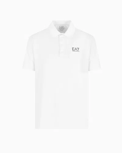 Ea7 Tennis Pro Polo Shirt In Ventus7 Technical Fabric In White