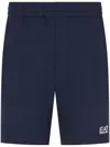 Ea7 Core Identity Cotton Bermuda Shorts In Blue