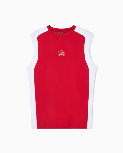 Ea7 Tennis Pro Tank Top In Ventus7 Colour-block Technical Fabric In Red