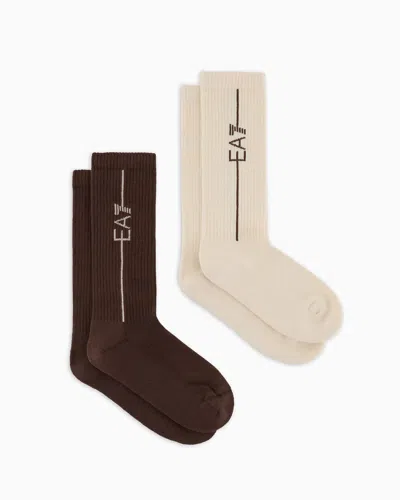 Ea7 Terrycloth Training Socks In Beige