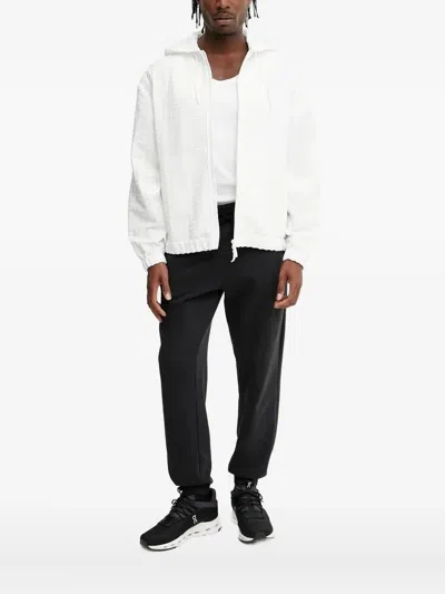 Ea7 Textured Zip-up Hoodie In White