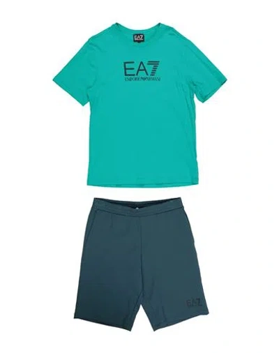 Ea7 Babies'  Toddler Boy Co-ord Turquoise Size 4 Cotton In Blue