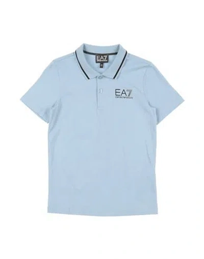 Ea7 Toddler Boy Polo Shirt Light Blue Size 4 Cotton In Blue