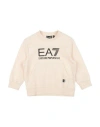 Ea7 Toddler Boy Sweatshirt Beige Size 4 Cotton, Elastane In Neutral