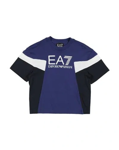 Ea7 Babies'  Toddler Boy T-shirt Dark Purple Size 6 Cotton In Blue