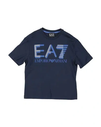 Ea7 Babies'  Toddler Boy T-shirt Navy Size 4 Cotton In Blue