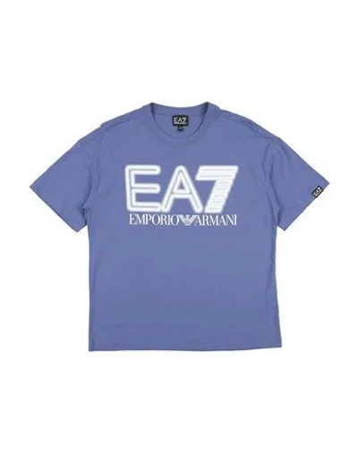 Ea7 Babies'  Toddler Boy T-shirt Purple Size 4 Cotton In Blue