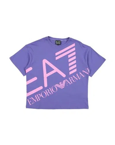 Ea7 Babies'  Toddler Boy T-shirt Purple Size 6 Cotton In Blue