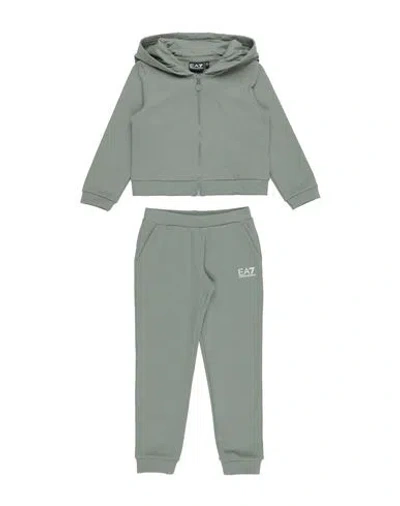 Ea7 Babies'  Toddler Boy Tracksuit Sage Green Size 6 Cotton, Elastane In Gray