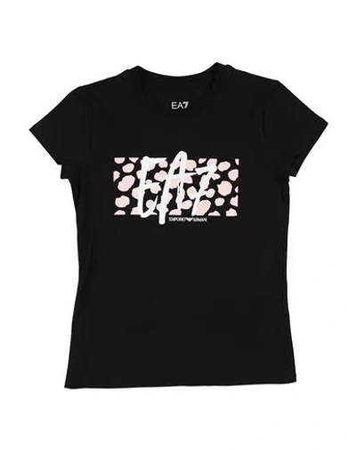 Ea7 Babies'  Toddler Girl T-shirt Black Size 4 Cotton, Elastane