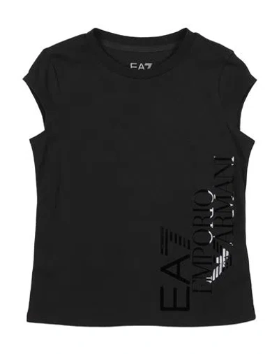 Ea7 Babies'  Toddler Girl T-shirt Black Size 4 Cotton, Modal, Elastane