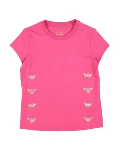 Ea7 Babies'  Toddler Girl T-shirt Fuchsia Size 6 Cotton, Elastane In Pink