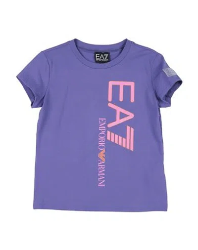 Ea7 Babies'  Toddler Girl T-shirt Purple Size 6 Cotton, Elastane