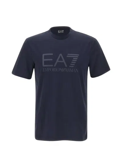 Ea7 Tonal Logo Print T-shirt In Blue