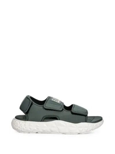Ea7 Touch-strap Sandals In Gray