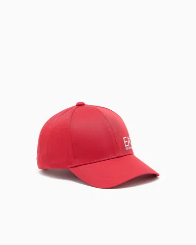 Ea7 Train Core Cotton Baseball Cap In Red
