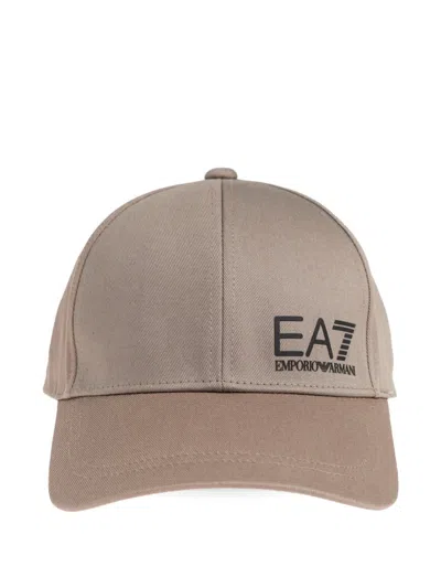 Ea7 Train Core Id Logo-print Cotton Baseball Cap In Neutral