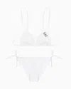 Ea7 Triangle Bikini With Logo In White