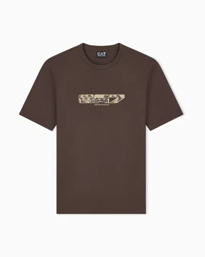 Ea7 T-shirt Graphic Series Regular Fit Cotton Jersey In Brown