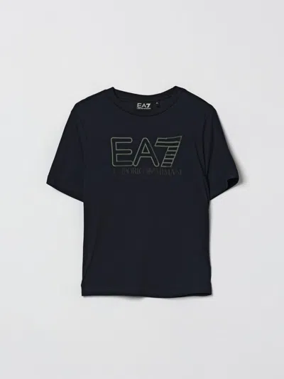 Ea7 T-shirt Kids Color Blue In Black