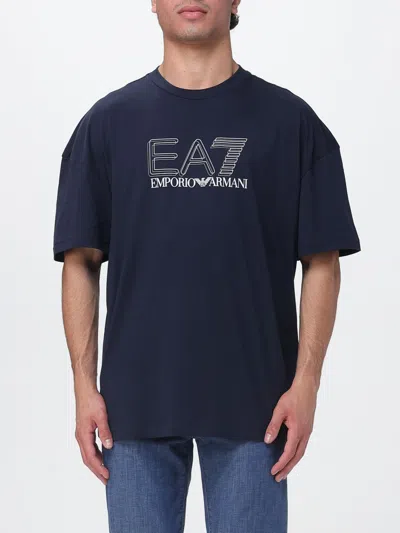 Ea7 Logo-print T-shirt In Blue