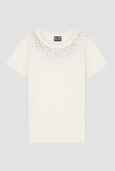 Ea7 T-shirt Precious Da Donna Bianco In Neutral
