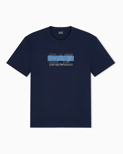 Ea7 T-shirt Visibility Regular Fit In Cotton Jersey In Blue