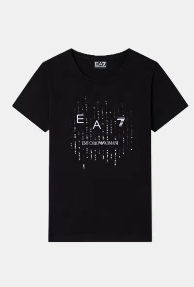 Ea7 T-shirt With Contrasting Black Woman Logo In Animal Print