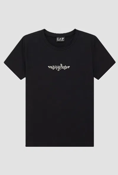 Ea7 T-shirt With Rhinestone Pattern Black Woman