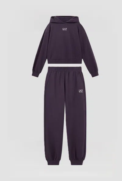 Ea7 Kids' Tuta Logo Series From Girl Purple In Blue