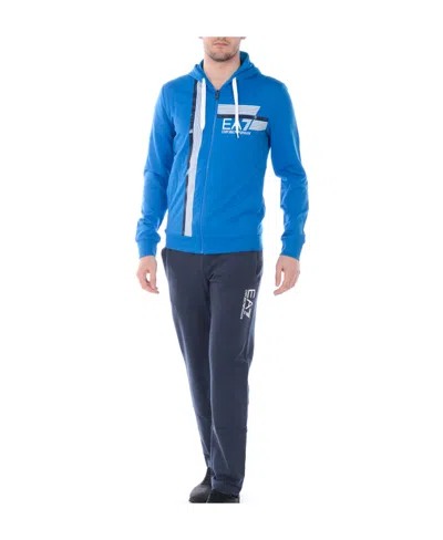 Ea7 Two-piece Suit Of Zipper Sweater And Trousers Sportswear In Blue