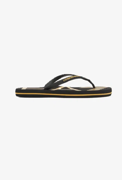 Ea7 Unisex Black-gold Flip Flop
