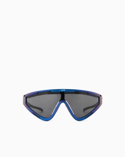Ea7 Unisex Sunglasses In An Asymmetrical Shape In Blue