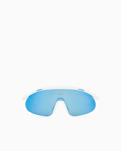 Ea7 Unisex Sunglasses In An Asymmetrical Shape In Blue