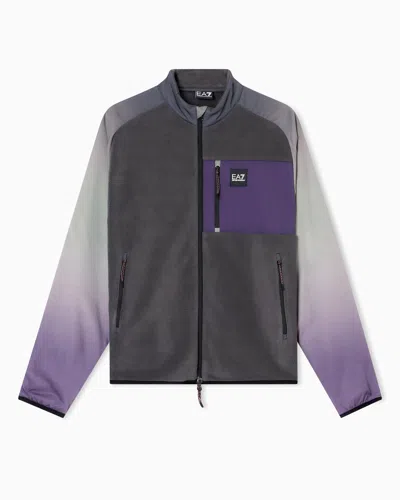Ea7 Urban Escape Unisex Zip-up Sweatshirt In Stretch Technical Fabric In Gray