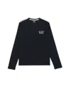 Ea7 Asv 7 Lines Crew-neck Sweatshirt In A Recycled Cotton Blend In Black