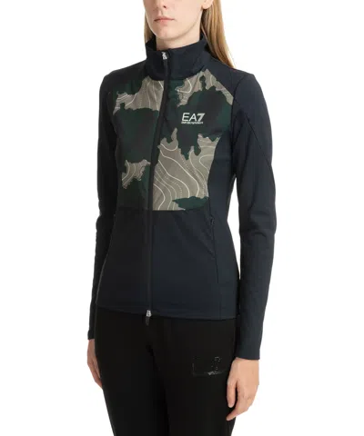 Ea7 Ventus 7 Zip-up Sweatshirt In Blue