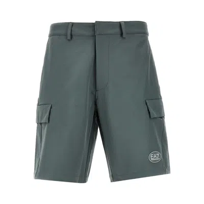 Ea7 Ventus7 Technical Fabric Cargo Shorts In Green