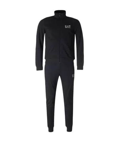 Ea7 Vertical Collar Logo Two-piece Suit In Black