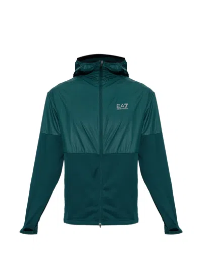 Ea7 Vigor 7 Logo-print Panelled Jacket In Green