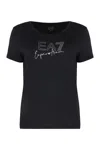 Ea7 Viscose Crew-neck T-shirt In Black