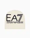 Ea7 Visibility Beanie With  Oversized Logo In Neutral