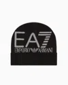 Ea7 Visibility Beanie With  Oversized Logo In Black
