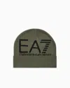 Ea7 Visibility Beanie With  Oversized Logo In Green