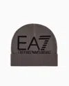 Ea7 Visibility Beanie With  Oversized Logo In Grey