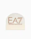 Ea7 Visibility Beanie With  Oversized Logo In Sand