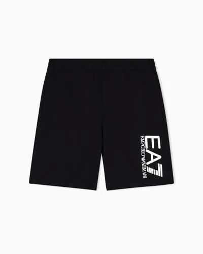 Ea7 Visibility Cotton Bermuda Shorts In Black
