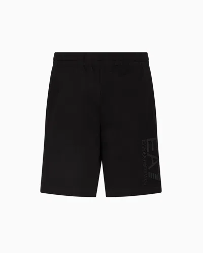 Ea7 Visibility Cotton Bermuda Shorts In Black