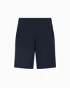 Ea7 Visibility Cotton Bermuda Shorts In Navy Blue